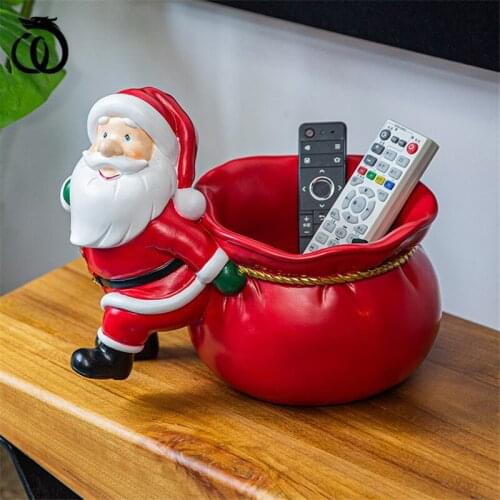 WU CHEN LONG Creative Resin Santa Claus Art Sculpture Luxury Snacks Jewelry Storage Home Decoration Father Christmas Gift R5873