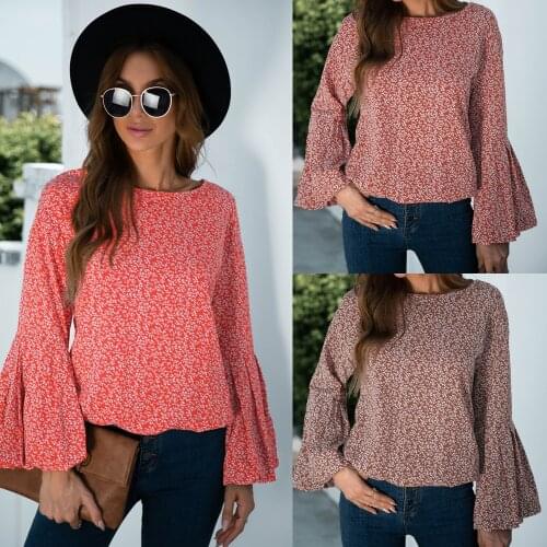 Women T-Shirts Summer 2021 Full Sleeve Puff Print Color Round Neck Casual Autumn Loose Female Blouse Fashion Tops Tees C2867