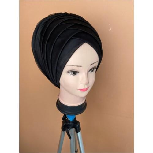 Womens Balck Color Muslim Hijab Scarf Ready to Wear Turban Islamic 1headscarf Female Head Wraps lycra tulle wedding party