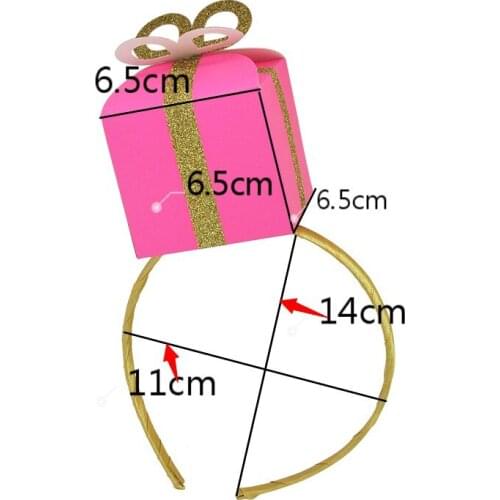 1pcs Pink Small Gift Box Headband Party Decoration Childrens Kids Birthday Party Supplies Girls Hair Band Eco-Friendly
