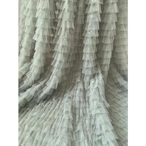 1 yard Sage Green Ruffle Fabric For Cake Dress With Sequins Frilled Fabric For Tutu Dress, Photography Prop Backdrop