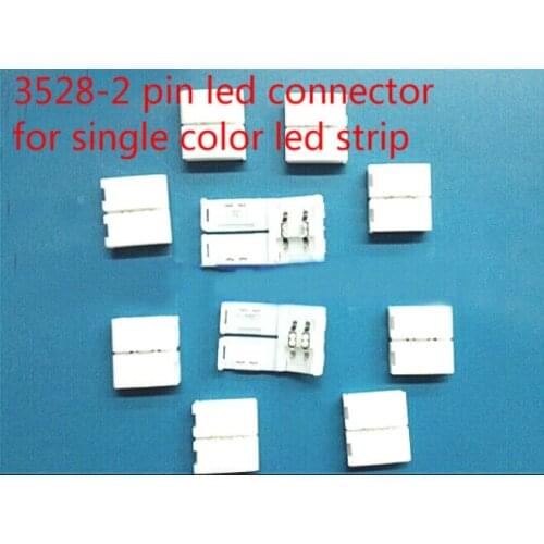 100pcs 8mm width 2 pin solderless led strip connector fixtures lighting accessories for 3528led strip single color free shipping