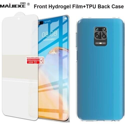 2 in 1 Front Hydrogel Film+Back TPU Case for Xiaomi Redmi note 9s Note 9 pro max Screen Protector Cover Back Cover nano Film