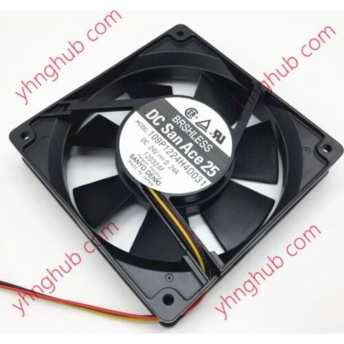 Sanyo Denki 109P1224H4D031 DC 24V 0.24A 120x120x25mm 3-wire Server Cooling Fan
