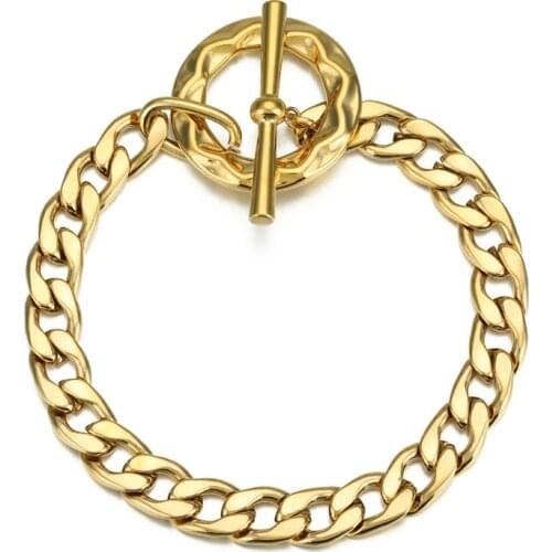 Stainless Steel Geometry Bracelets Figaro Chains Gold Silver Color OT Buckle Bangles Punk Trinket Trendy Jewelry Accessories