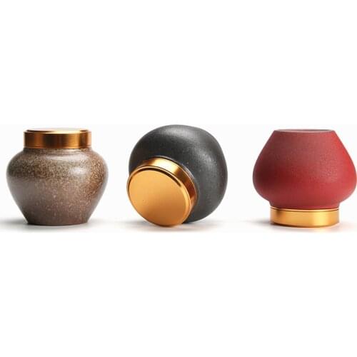 Black Zen Japanese Style Vintage Coarse Pottery Tea Cans Portable Sealed Jar Square Tea Caddy Storage Spice Tea Boxes Home Decor
