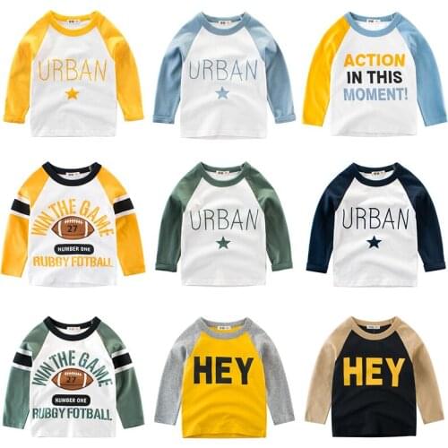 Children Tops T Shirt Boys Girls Kids Tee Print Clothing Cotton Baby Toddler Long Sleeves The Letter Clothes Full 2-8 Years