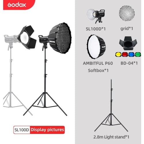 Godox SL100D SL-100D 100W 5600K White Version LCD Panel LED Video Light Continuous Output Bowens Mount Studio Light