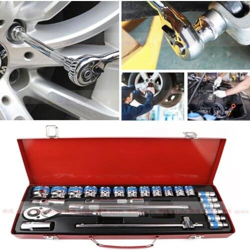 Auto Repair Tool Mechanical Maintenance Combination 10-32mm24 Piece Socket Wrench Hexagon Socket