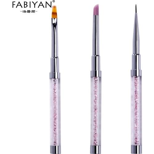 Nail Art Brush Drawing Painting Flower Gradient Liner Pen Rhinestones Handle Design Acrylic UV Gel Polish Carving Manicure Tools