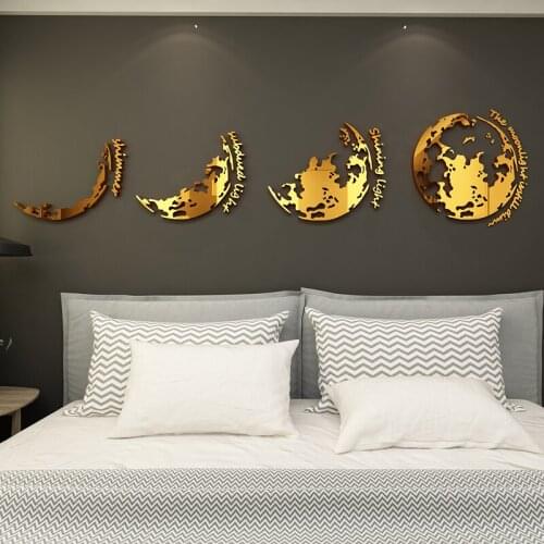 Nordic creative earth mirror wall sticker Restaurant hotel living room DIY TV background wall decoration 3D acrylic wall sticker