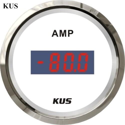 KUS 52mm Ammeter/ Digital Ampere gauge +/--80A with ampere/current sensor white face for car truck universal yacht boat