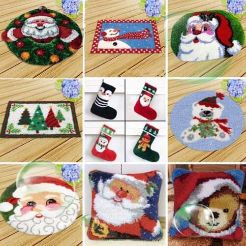 Latch Hook Kits Rug Latch Hook Pillow Cushion Carpet Embroidery Mat Fomiaran For Needlework Crochet Cross Stitch Christmas Gift