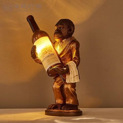 Retro Resin Monkey Table Lamps for Living Room Bedroom Nightstand Study Bar Lamp Art Deco Fixtures Desk Lamp