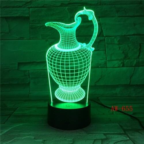 New 3D Antique Vase Desgin Lamp LED Night Lights with USB Cable Lighting as Indoor Room Decoration 7 Colors Birthday Dec AW-655