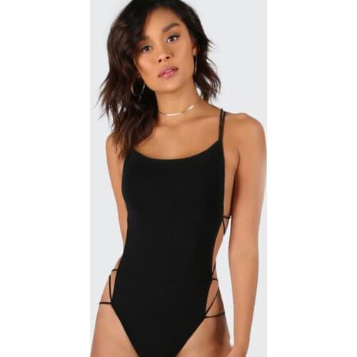New Strappy Backless Sexy Bodysuit Women Black Sleeveless Summer Beach Jumpsuit Women Slim Camisole One Pieces Bodysuit