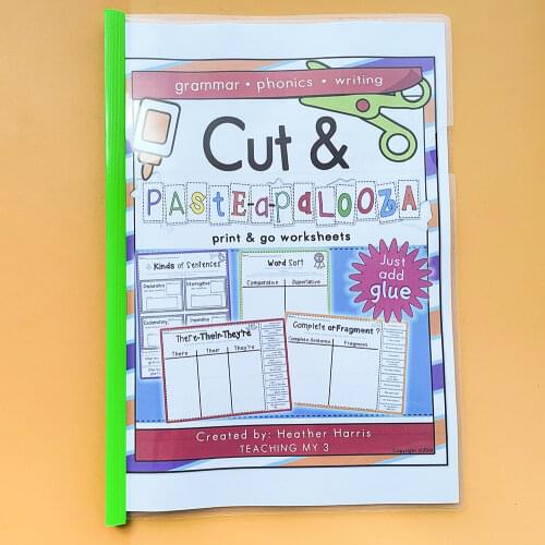 Learning Grammar Phonics Writing Cut and Paste Workbooks for Kids 1st Grade Learning Activity Practice Worksheet PDF Books