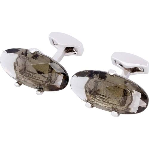 HAWSON Oval Cufflinks with Transparent Glass Trendy Style Mens Clothing Accessories French Shirt Cuff Button Paked with Box