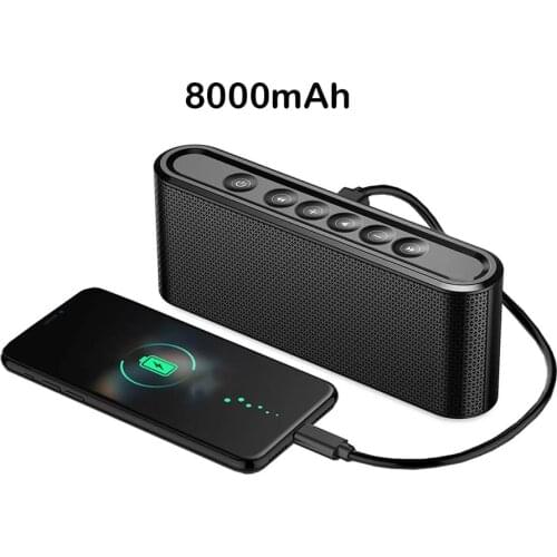 Portable Bluetooth Wireless Speaker With 8000mAh Power Bank Bass Stereo Music Box Subwoofer 10W Support AUX USB Disk TF Card Mic