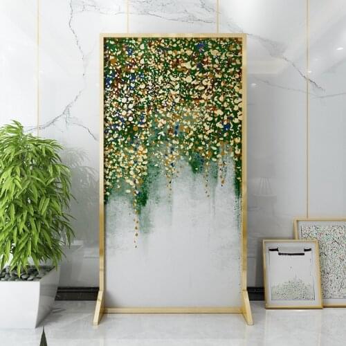 European style simple abstract gold foil decorative art partition living room entrance metal mobile screen