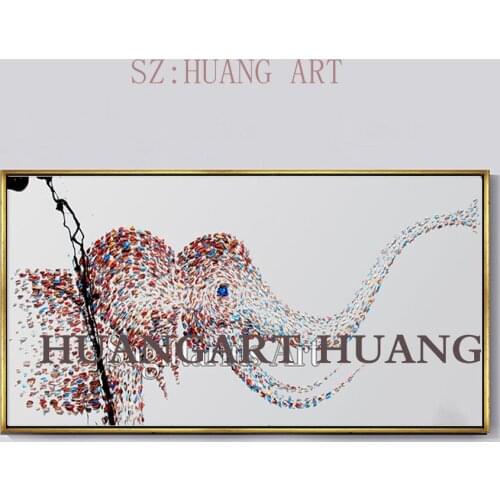 Hand-painted modern writing modern animal elephant art oil painting on canvas painting decorative wall decorative arts