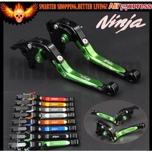 Green color Folding Extendable Motorcycle Adjustable Brake Clutch Levers For kawasaki NINJA 300R 2013-2016,NINJA 250R 2008-2012