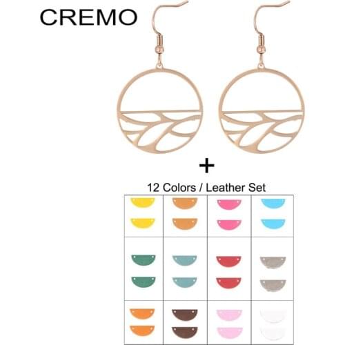 Cremo Leaf Dangle Earrings for Women Inoxydable Leather Stainless Steel Jewelry Reversible Earing Charm Jewelry 2020