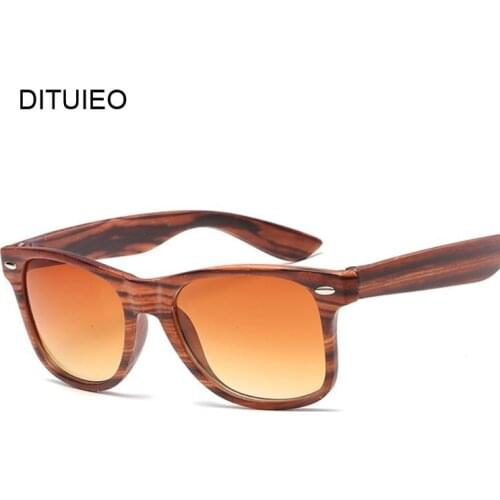 Imitation Wood Shades Women Sunglasses Black Fashion Square Small Frame Vintage Retro Glasses Unisex Oculos Feminino