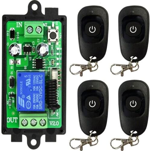 Smart Multiple DC 12V 24V 10A 315/433 MHz 1CH 1 CH 1 Channel Wireless Relay RF Remote Control Switch Receiver+Transmitter
