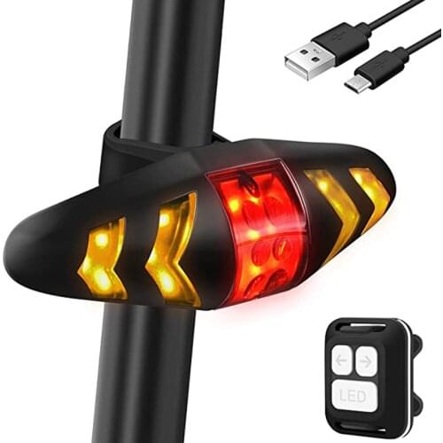 Waterproof USB Recharged Bike Brake Rear Light Smart Remote Control Bicycle Turning Signal Lamp Wireless LED Warning Taillight