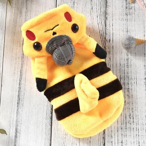 Yellow Soft Flannel Dog Clothes Cartoon Design Animal Shaped Corgi French Bulldog Terrier Hoodie for Small Pet Puppies Drop Ship