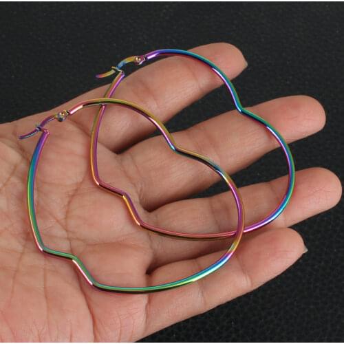 Womens Big Simple Multicolour Apple Earring Fashion Stainless Steel Jewelry Earrings For Women EFGZATCP