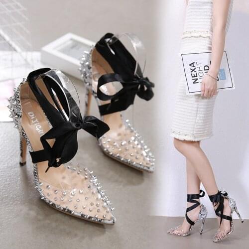 2020 European and American Popular Roman Riveting Nail Strap High-Heeled Sandals Women