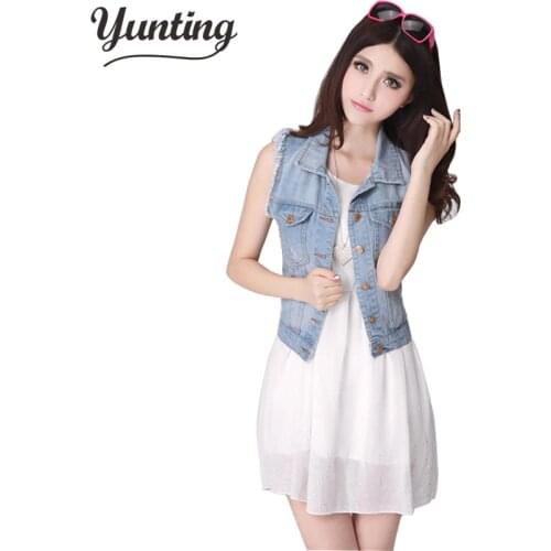 Good Quality Denim Vest Women Blazer Coats 2021 Fall All-match Jeans Vintage Waistcoat Sleeveless Street Pocket Colete Feminino