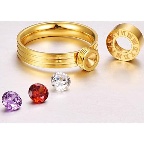 Martick European Style Rings With Sparkling Cubic 4mm Width Roman Numerals Rings For Women Size 6-11 R11