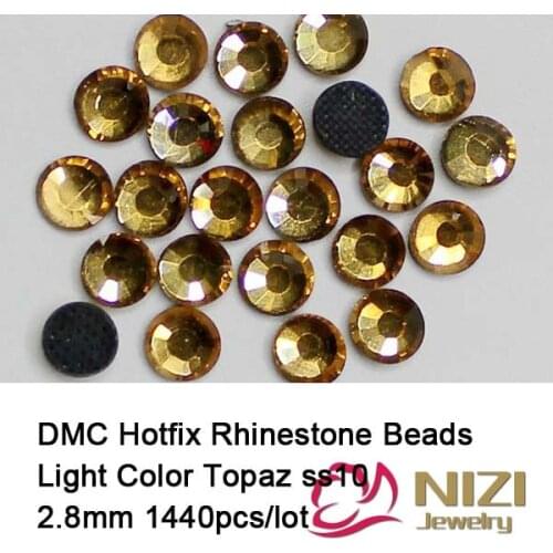 1440 pcs ss10 light topaz Free shipping DMC hot fix rhinestones flat back rhinestones High Quality