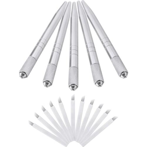 3D Eyebrow Microblading Pen Eyebrow Tattoo Machine Permanent Makeup Manual Microblading Pen with 10Pcs 7pins Needles