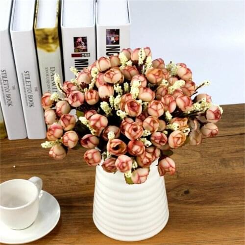 4pc 15 Heads Mini Rose Silk Flowers Artificial Flower For Party Wedding Small Roses Bouquet Decoration