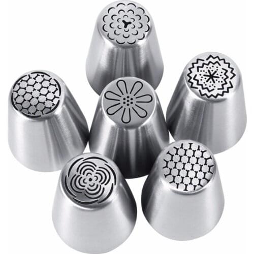 6Pcs/set Russian Tulip Icing Piping Nozzles Cake Decoration Tips DIY 3D Flower Printer Nozzle Biscuits Sugarcraft Pastry Baking