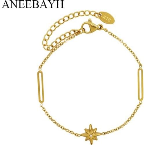 Handmade Geometric Link Chain Bracelets For Women 316L Stainless Steel Star Charm Bracelets On Hand Jewelry Pulseras Mujer Gift