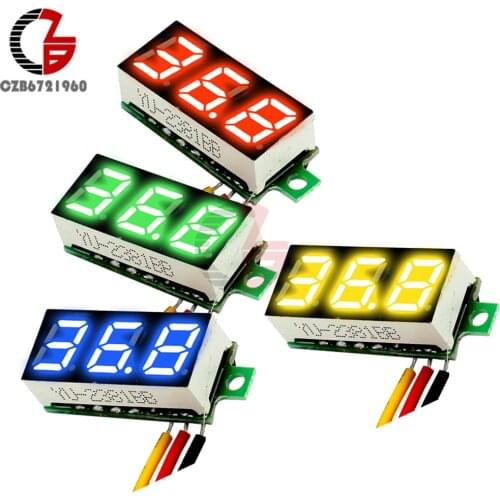DC 0V-100V 0.28 inch LED Digital Voltmeter Voltage Meter Volt Detector Monitor Tester Panel Car 12V 24V Red Green Blue Yellow