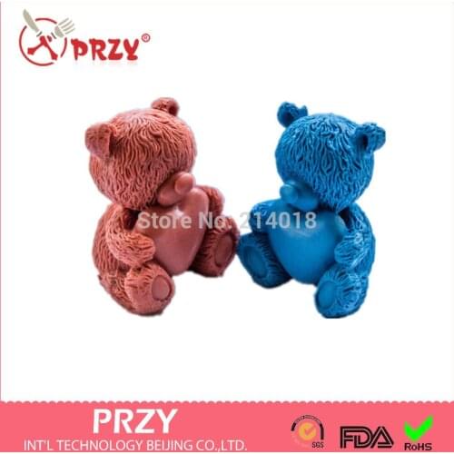 DIY Sell hot 3D bear heart shaped silicone mold fondant Cake decoration mold Handmade soap mold