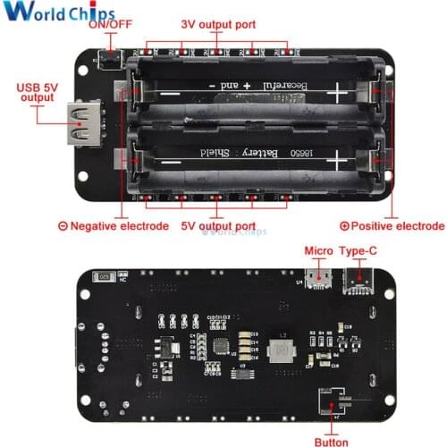 Double 18650 Lithium Battery Shield V8 5V/3A 3V/1A Power Bank Battery Charging Module Micro USB For Arduino ESP32 ESP8266 WIFI