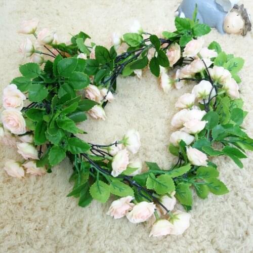 170cm Silk Roses Ivy Vine Artificial Flowers Rattan String With Green Leaves Hanging Garland Garden Home Wedding Arch Decor