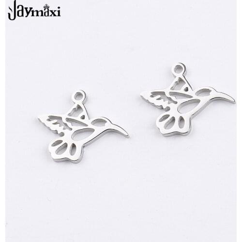 Jaymaxi DIY Hollowed Bird Pendant Mirror Polished Stainless Steel Charm DIY Jewelry Accessories Wholesales 20Pieces/lot