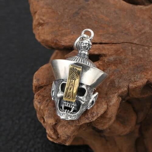 Manufacturers Wholesale S925 Sterling Silver Chain Pendant Men And Women Jewelry Creative Retro Thai Silver Skull Zombie Pendant