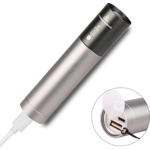 USB Rechargable Mini LED Flashlight 3 Lighting Modes Waterproof Torch Telescopic Zoomable Stylish Portable Lamp Suit for Night