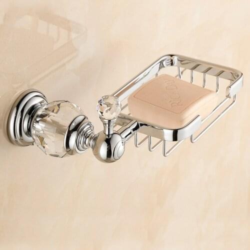 Soap Dishes Crystal Home Decoration Wall Mounted Soap Basket Bathroom Accessories Soap Holder Brass Material Washing Helper 635