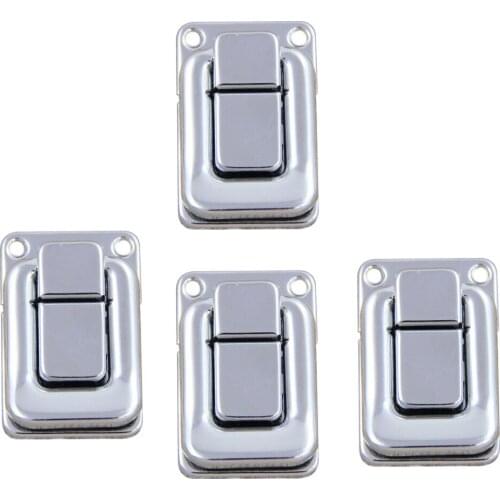 Baoblaze Pack Of 4, Wooden Tool Box Latch Lock Hardware, 4 Mounting Holes