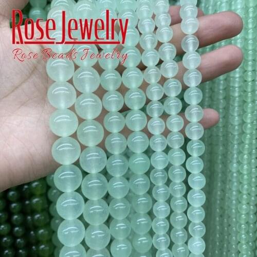 Natural Stone Ligth Green Chalcedony Jades Beads Round Loose Spacer Beads 4mm -14mm 15"Strand For Jewelry Making DIY Bracelet